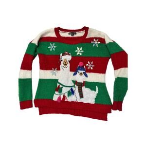 🌟3 for $35🌟 Llamas Holiday Christmas Ugly Sweater, Women’s L, Green/Red Festive